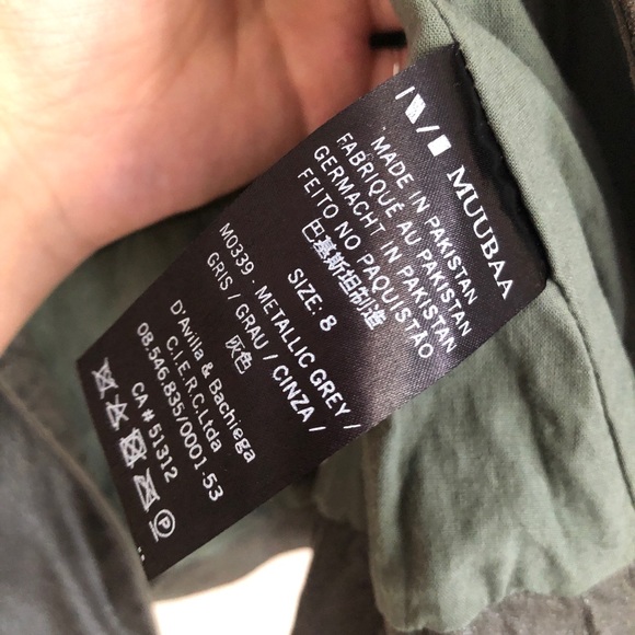 MUUBAA Shaula Leather Blazer Jacket in Metallic Grey Green - Picture 10 of 14